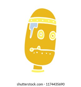 cartoon doodle retro robot head