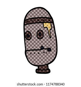 cabeza de robot retro de doodle de dibujos animados