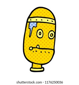 cabeza de robot retro de doodle de dibujos animados