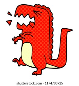 cartoon doodle roaring dinosaur