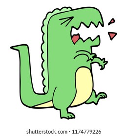 cartoon doodle roaring t rex