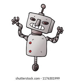 cartoon doodle robot on wheel