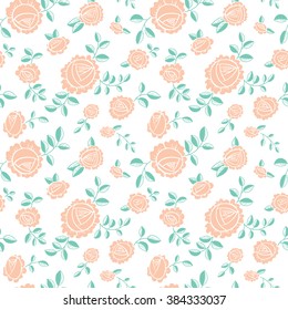 Cartoon doodle rose seamless pattern