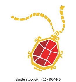 cartoon doodle ruby necklace