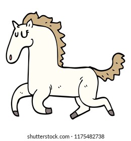 cartoon doodle running horse