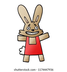cartoon doodle scared looking rabbit