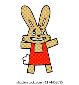 cartoon doodle scared looking rabbit