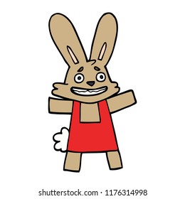 cartoon doodle scared looking rabbit