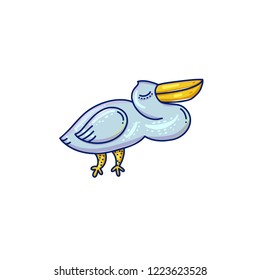Cartoon doodle sea bird vector illustration. 