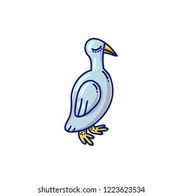 Cartoon doodle sea bird vector illustration. 