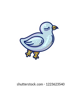Cartoon doodle sea bird vector illustration. 