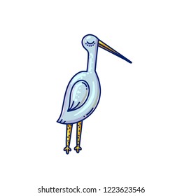 Cartoon doodle sea bird vector illustration. 