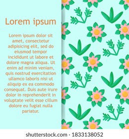 Cartoon doodle seamless pattern. bushes, leaves, flowers in Scandinavian childlike style background. 