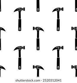 Cartoon doodle silhouette hammer seamless pattern, Vector.