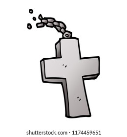 cruz de plata del doodle de dibujos animados