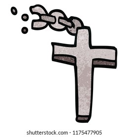 cruz de plata del doodle de dibujos animados