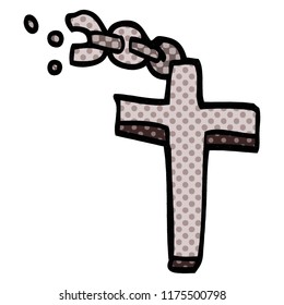 cartoon doodle silver cross