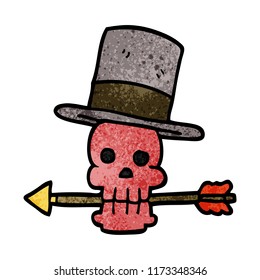 cartoon doodle skull and arrow