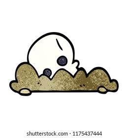 cartoon doodle skull in dirt
