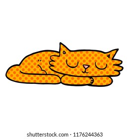 cartoon doodle sleeping cat