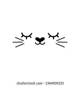 Cartoon doodle sleeping face expression, emotion. Hand drawn line funny emoticon. Vector outline illustration in kawaii childlike manga cartoon style. Isolated on white background