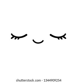 Cartoon doodle sleeping face expression, emotion. Hand drawn line funny emoticon. Vector outline illustration in kawaii childlike manga cartoon style. Isolated on white background