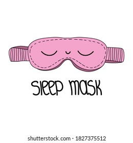Cartoon doodle sleeping mask with close eyes icon. Vector hand drawn stock illustration isolated on white background. 