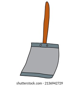 Cartoon doodle snow shovel isolated on white background.