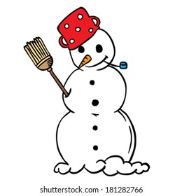 cartoon doodle snowman