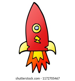 cartoon doodle space rocket