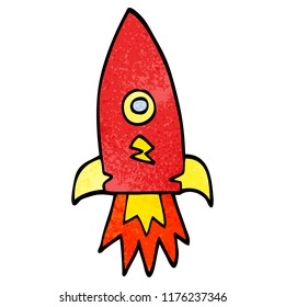 cartoon doodle space rocket