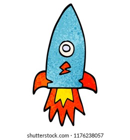 cartoon doodle space rocket