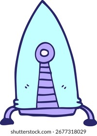 Cartoon Doodle Space Rakete in heller Neonfarbe