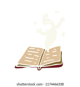cartoon doodle spell book with ghost