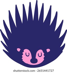 cartoon doodle spiky hedgehog in bright neon color