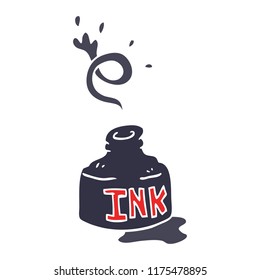 cartoon doodle spilled ink bottle