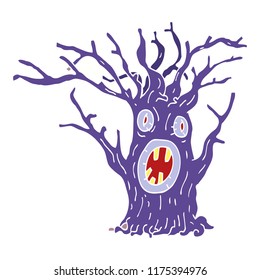 cartoon doodle spooky tree