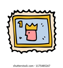 cartoon doodle stamp with royal face