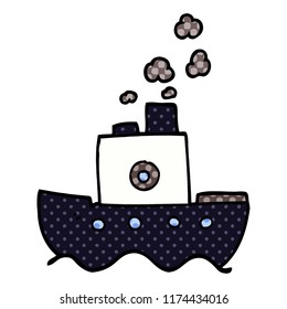 cartoon doodle steam boat