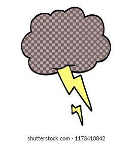 cartoon doodle storm cloud with lightning