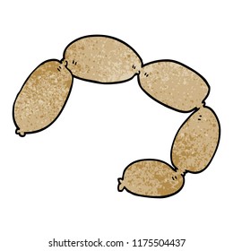 cartoon doodle string of sausages