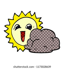 cartoon doodle sun and cloud