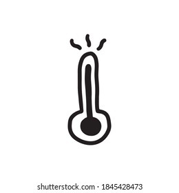 Caricatura Doodle de termómetro, vector e ilustración.