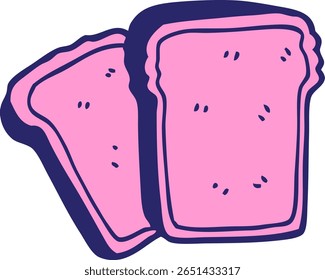 cartoon doodle toast in bright neon color