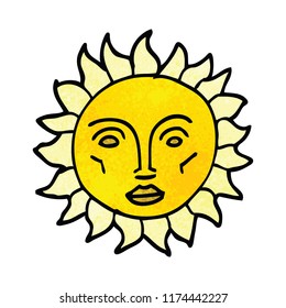 cartoon doodle traditional sun face