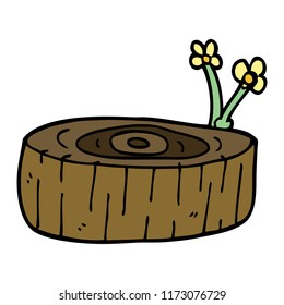 cartoon doodle tree log