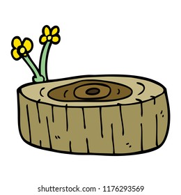 cartoon doodle tree log