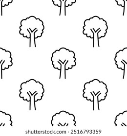 Cartoon doodle tree seamless pattern.