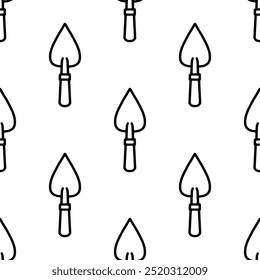 Cartoon doodle trowel sem emenda padrão, vetor.