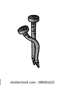 A cartoon doodle of two nails/Nails